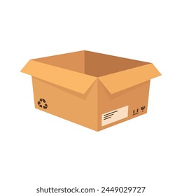 Open package box. Open cardboard box mockup	
