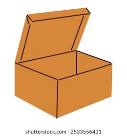 Open package box. eco-friendly packaging. Open cardboard box on a white background, Vector illustration.