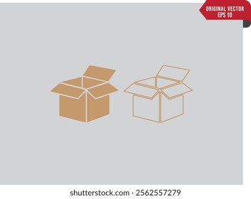 Open package box icon with two different style vector illustration, Carton delivery packaging box. Packaging box template