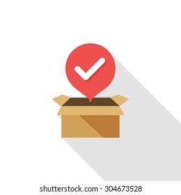 Open package icon - vector , eps10 (flat icon , long shadow)