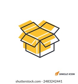 Abrir la Ilustración vectorial de iconos de paquete. Abrir el símbolo del paquete aislado sobre fondo blanco