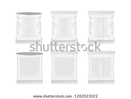 Open packaging for snacks, food, chips, sugar and spices.