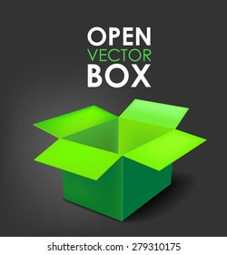 Open packing box green color on a black background