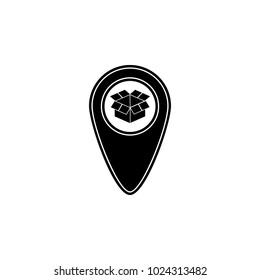 open packing box on pin icon. Element of logistic for mobile concept and web apps. Icon for website design and development, app development. Premium icon on white background