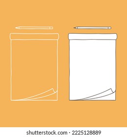 Open pad and pencil mockup. Empty tag template for your design.