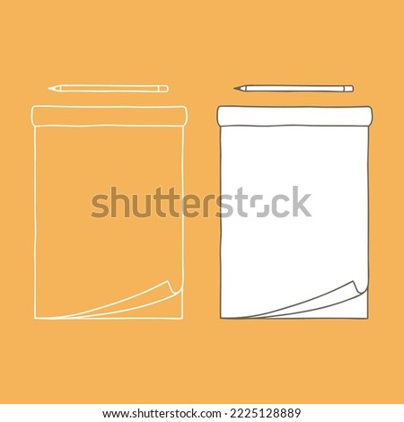 Open pad and pencil mockup. Empty tag template for your design.