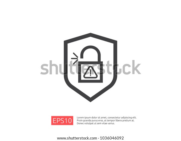 Open Padlock Attention Icon Exclamation Mark Stock Vector Royalty