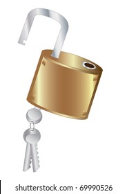 open padlock with a bunch of keys
