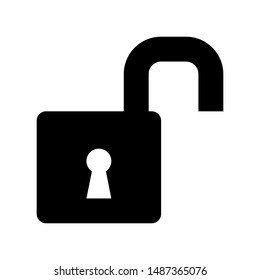 open padlock flat icon isolated on white background