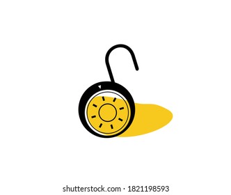 Open Padlock Flat Icon on white background in vector illustration