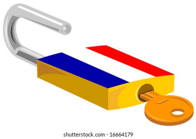 Open padlock with French flag