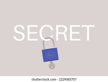 Open padlock hanging on a SECRET sign, data breach concept