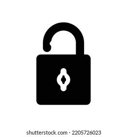 offenes Padlock-Symbol einzeln auf weißem Hintergrund, gut geeignet für Sicherheitssymbol für Website-Design