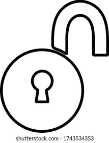 Open padlock icon. Unlock, security key sign. Access granted symbol. Password protection icon for perfect web and mobile concept.