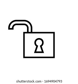 Open Padlock icon vector. Unlock flat line design sign