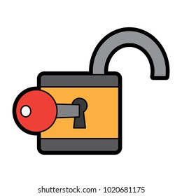 open padlock and key protection cyber data