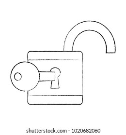 open padlock and key protection cyber data