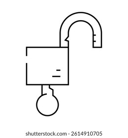 open padlock line icon vector. open padlock sign. isolated contour symbol black illustration
