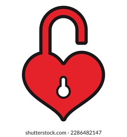 Open Padlock Love Patch V62 Patch Streetwear, Urban Design Red and White Colors Patch Commercial Use