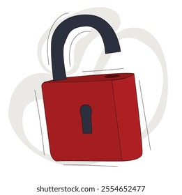 Open padlock. red Locked padlock