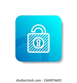 open padlock round icon in outline / line and stripes style with colorful smooth gradient background, suitable for mobile and web UI, app button,  infographic, etc