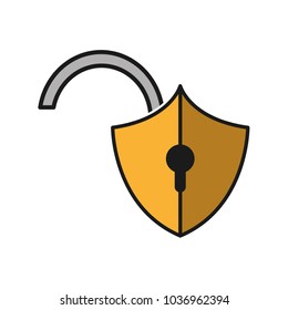 open padlock shield security protection