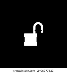 Open Padlock Silhouette, Flat Style, can use for Art Illustration, Pictogram, Logo Gram, Website or Graphic Design Element. Vector Illustration 