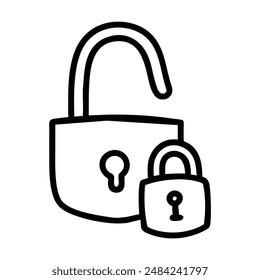 Open padlock with smaller closed padlock. Vector illustration