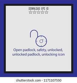 Open padlock, unlocked, unlocking icon  vector icon