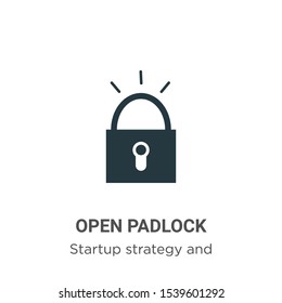 Open padlock vector icon on white background. Flat vector open padlock icon symbol sign from modern startup strategy and success collection for mobile concept and web apps design.