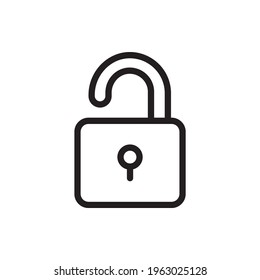 Open Padlock Vector Outline Icon. Banking and Finance Symbol EPS 10 FIle