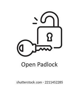 Open Padlock Vector Outline Icon Design illustration. Banking and Payment Symbol on White background EPS 10 File
