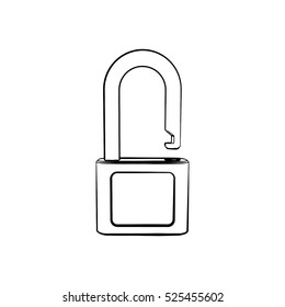 Open padlock.Isolated on white background. Vector outline illustration. 