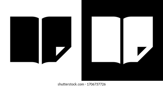 Open Pages. Glyph Icon in White and Black Version.