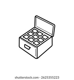 Open Paint Box with Basic Color Layout for Creative Artwork