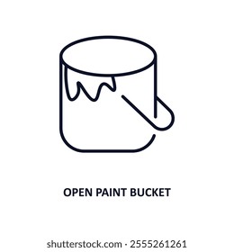 open paint bucket outline icon.  Thin line icon from construction tools collection. Editable vector isolated on white background