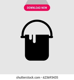 Open Paint Bucket Vector Icon, The symbol of bucket with colour.  Simple, modern flat vector illustration for mobile app, website or desktop app  
