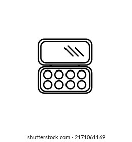 Offener Schatten aus Paletten bilden ein Produkt, das Vektorsymbol für Schönheits- und Pflegekonzept, einzeln auf weißem Hintergrund. Vektorgrafik. Pixel perfekt