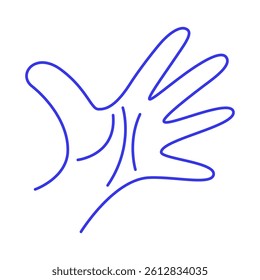 Open palm. Hand gesture doodle icon. Contour vector illustration