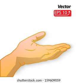 Open palm hand gesture of hand, isolated on white background vector