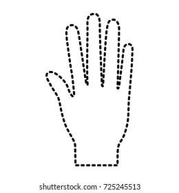 open palm hand gesture on dotted silhouette vector illustration