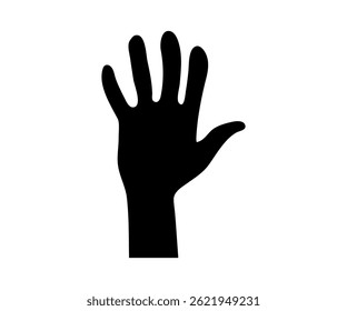 Open Palm Hand Silhouette Vector Black Icon Isolated Design