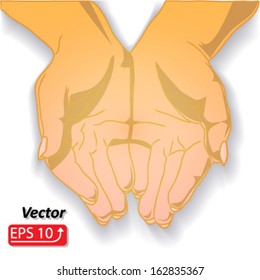 Open palm hands gesture of hand, isolated on white background vector