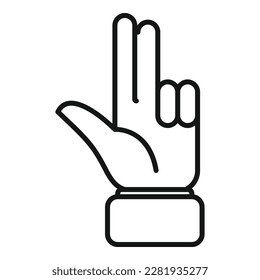 Open palm icon outline vector. Finger hold. Point up