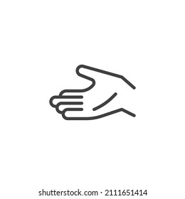 Open Palm Up Line Icon. Linear Style Sign For Mobile Concept And Web Design. Give Hand Gesture Outline Vector Icon. Symbol, Logo Illustration. Vector Graphics