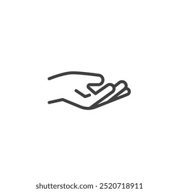 Open Palm line icon. Linear style sign for mobile concept and web design. Hand with open palm outline vector icon. Offering symbol, logo illustration. Vector graphics.