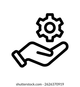Open Palm Presenting Cogwheel Graphic for Technical Support Idea