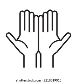 Open palms of hands vector pictogram, icon