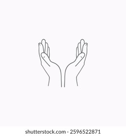 Open Palms Line Art Vector - Minimalist Black and White Hands Illustration