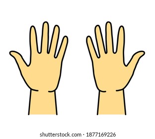 Open palms of a man on a white background. Symbol. Vector illustration.